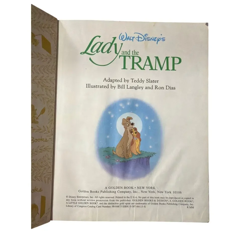 Walt Disney's Lady and the Tramp a Little Golden Book Hardcover VTG Vintage